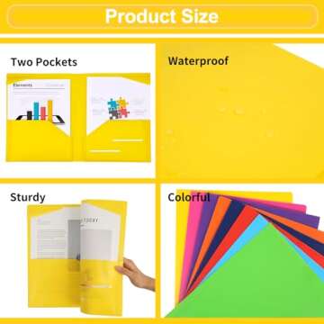 EOOUT 64pcs Plastic Folders with Pockets, Heavy Duty Folders with 4 Pockets for Office and School, Letter Size, 8 Assorted Colors