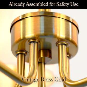 Homebelife Chandelier, Brushed Brass with White Fabric Shade, Farmhouse Linear Island Lighting Fixture for Kitchen, Dining Room (5-Light Brass Gold with Fabric Shades)