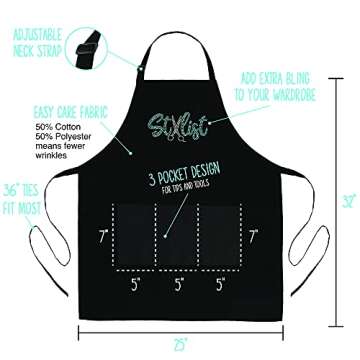 Plum Hill Rhinestone Hair Stylist Apron for Women - Cute Salon Apron for Hairstylist, Hairdresser, Barber, Cosmetologist, Beautician - Waterproof Hair Cutting Smock - Professional Hair Supplies, Teal