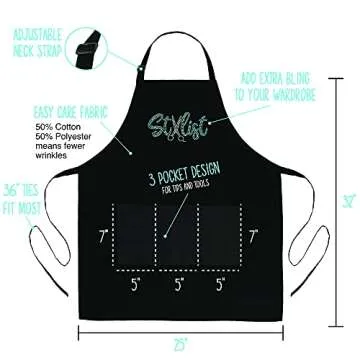 Plum Hill Rhinestone Hair Stylist Apron for Women - Cute Salon Apron for Hairstylist, Hairdresser, Barber, Cosmetologist, Beautician - Waterproof Hair Cutting Smock - Professional Hair Supplies, Teal