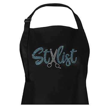 Plum Hill Rhinestone Hair Stylist Apron for Women - Cute Salon Apron for Hairstylist, Hairdresser, Barber, Cosmetologist, Beautician - Waterproof Hair Cutting Smock - Professional Hair Supplies, Teal
