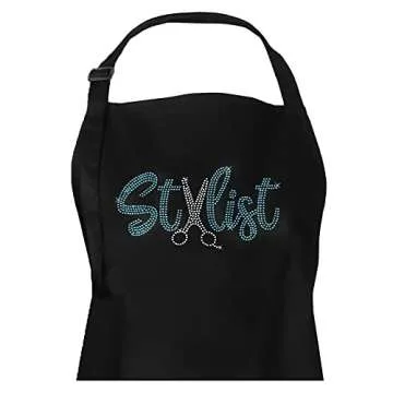 Plum Hill Rhinestone Hair Stylist Apron for Women - Cute Salon Apron for Hairstylist, Hairdresser, Barber, Cosmetologist, Beautician - Waterproof Hair Cutting Smock - Professional Hair Supplies, Teal