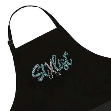 Plum Hill Rhinestone Hair Stylist Apron for Women - Cute Salon Apron for Hairstylist, Hairdresser, Barber, Cosmetologist, Beautician - Waterproof Hair Cutting Smock - Professional Hair Supplies, Teal