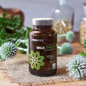 Organic Milk Thistle Capsules, 1500mg 4X Concentrated Extract with Silymarin is The Strongest Milk Thistle Supplement Available. Great for Liver Cleanse! 120 Vegetarian Capsules