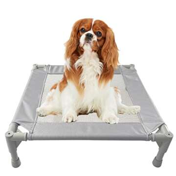 Pozico Elevated Dog Bed, Raised Cooling Pet Cot for Dogs Cats with Breathable Black Mesh, Indoor Out...