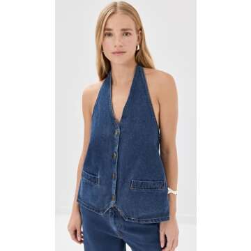 Lioness Women's Hills Halter Vest in Dark Denim - Trendy and Versatile for All Occasions