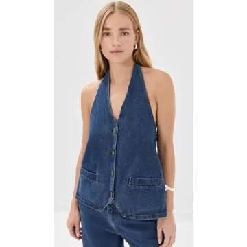 Lioness Women's Hills Halter Vest in Dark Denim - Trendy and Versatile for All Occasions