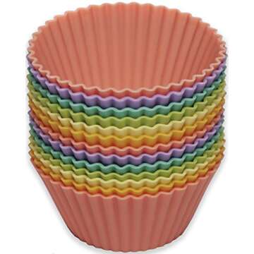 Silicone Baking Cups / 13 Reusable Nonstick Cupcake Liners/Premium Muffin Molds - Stand Alone Cupcak...