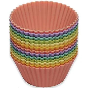 Silicone Baking Cups / 13 Reusable Nonstick Cupcake Liners/Premium Muffin Molds - Stand Alone Cupcak...