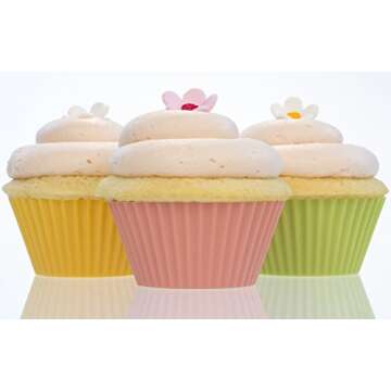 Silicone Baking Cups / 13 Reusable Nonstick Cupcake Liners/Premium Muffin Molds - Stand Alone Cupcake Holders - No BPA - Gift Set - 6 Designer Colors - Standard Size