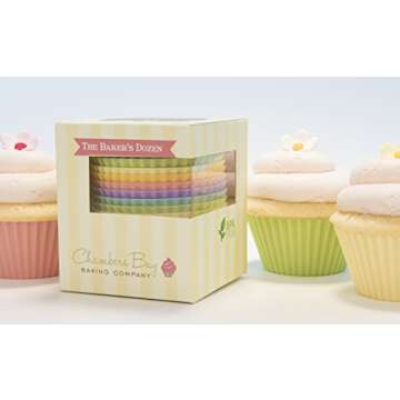 Silicone Baking Cups / 13 Reusable Nonstick Cupcake Liners/Premium Muffin Molds - Stand Alone Cupcake Holders - No BPA - Gift Set - 6 Designer Colors - Standard Size