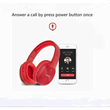 Edifier W800BT Bluetooth Headphones Over Ear, Wireless Noise Isolating Hi-Fi Stereo Headset for Travel Work Sports Tablet Cell Phones- Red
