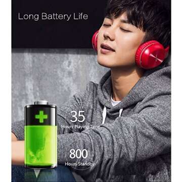 Edifier W800BT Bluetooth Headphones Over Ear, Wireless Noise Isolating Hi-Fi Stereo Headset for Travel Work Sports Tablet Cell Phones- Red