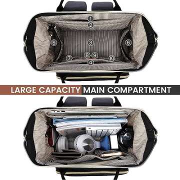 LOVEVOOK Laptop Backpack Purse for Women Men, Nurse Work Business Travel Backpack Bag, Wide Open Backpack, Lightweight Water Resistent Daypack with USB Charging Port, 15.6 inch, Beige-Black-Brown