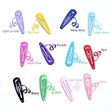Justbuy Girls Hair Clips, Candy Color Thick Hair Clips Barrettes 2 Inch Metal Snap No Slip Barrettes for Kids Teens Women with Storage Box 48pcs