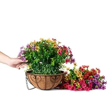HyeFlora Faux Hanging Basket for Vibrant Outdoor Decor