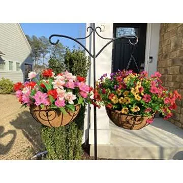 HyeFlora Faux Hanging Basket for Vibrant Outdoor Decor