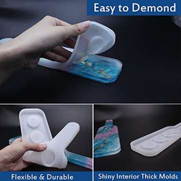 RESINWORLD Shot Glass Serving Tray Mold, Shot Glass Holder Mold for Resin, 4 Holes Shot Glasses Tray Resin Mold, for Party Home Decor