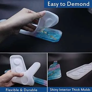 RESINWORLD Shot Glass Serving Tray Mold, Shot Glass Holder Mold for Resin, 4 Holes Shot Glasses Tray Resin Mold, for Party Home Decor