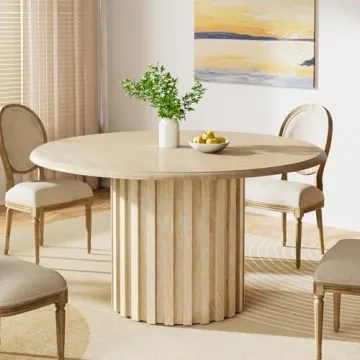 Tribesigns 47.24" Round Dining Table – Modern Small Dinner Table with Metal Base