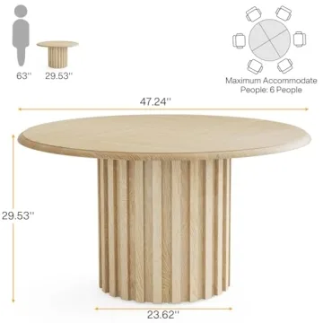 Tribesigns 47.24" Round Dining Table - Stylish & Durable