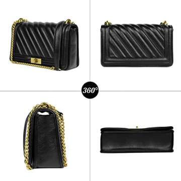 Anna&Yoyo Quilted Crossbody Bags for Women, Lightweight PU Leather Lady Shoulder Purses, Trendy Desi...