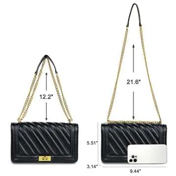 Anna&Yoyo Quilted Crossbody Bags for Women, Lightweight PU Leather Lady Shoulder Purses, Trendy Designer Shoulder Bag with Chain Strap…