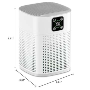 Air Purifiers for Bedroom, Honeyuan H13 HEPA Air Purifier for Home Large Room 600 sqft, Air purifiers with 360°Air Intake, 3 Fan Speeds, 3-Stage Filtration, White