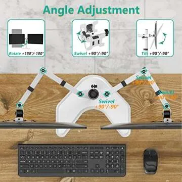 WALI Dual Monitor Stand, Free Standing Desk Mount for 2 Monitors up to 27 inch, 22 lbs. Weight Capacity per Arm, Fully Adjustable with Max Mounting Pattern 100x100mm (MF002-W), White