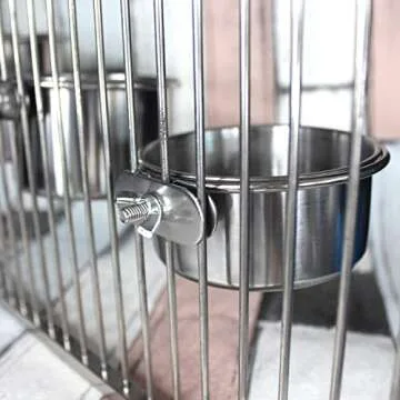 BWOGUE Bird Parrot Feeding Cups with Clamp Stainless Steel Food Water Bowls Dish Feeder for Cockatiel Conure Budgies Parakeet Parrot Macaw Small Animal Chinchilla