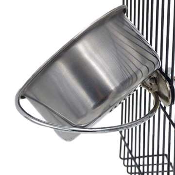 BWOGUE Bird Parrot Feeding Cups with Clamp Stainless Steel Food Water Bowls Dish Feeder for Cockatiel Conure Budgies Parakeet Parrot Macaw Small Animal Chinchilla