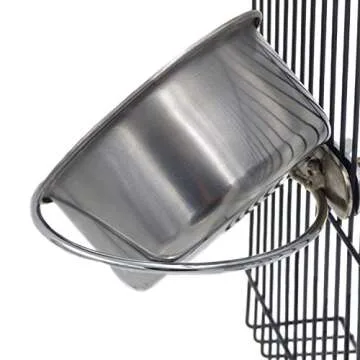 BWOGUE Bird Parrot Feeding Cups with Clamp Stainless Steel Food Water Bowls Dish Feeder for Cockatiel Conure Budgies Parakeet Parrot Macaw Small Animal Chinchilla