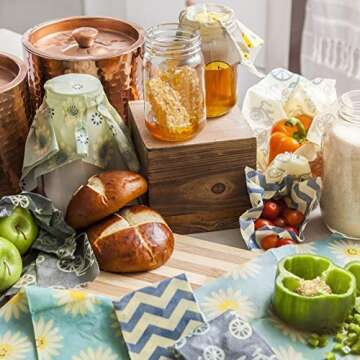 Beeswax Food Wrap - Organic Beeswax Wrap, Biodegradable and Eco Friendly Alternative to Plastic Wrap...