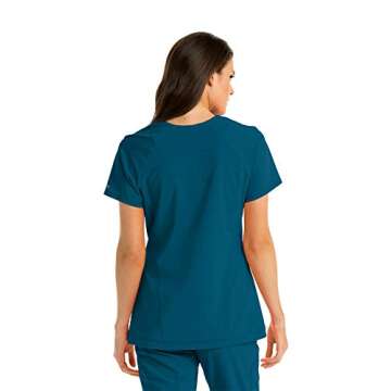 BARCO One Women's Two Pocket Zip V-Neck Perforated Raglan Scrub Top Bahama XXS