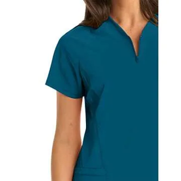 BARCO One Women's Two Pocket Zip V-Neck Perforated Raglan Scrub Top Bahama XXS