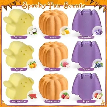9 Pack Halloween Bath Bombs for Kids, Halloween Bubble Kids Bath Bombs with Surprise Toy Inside, Halloween Treat Bags Gifts for Kids Girls Boys