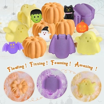 9 Pack Halloween Bath Bombs for Kids, Halloween Bubble Kids Bath Bombs with Surprise Toy Inside, Halloween Treat Bags Gifts for Kids Girls Boys