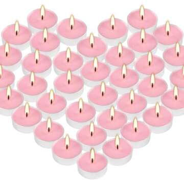 Unscented Tealight Candles Bulk, 50 Pack Pink Tea Lights for Wedding Party Anniversary Valentine Dec...