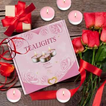 Unscented Tealight Candles Bulk, 50 Pack Pink Tea Lights for Wedding Party Anniversary Valentine Decor, Long-Lasting with 4 Hours Burning Time