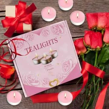 Unscented Tealight Candles Bulk, 50 Pack Pink Tea Lights for Wedding Party Anniversary Valentine Decor, Long-Lasting with 4 Hours Burning Time