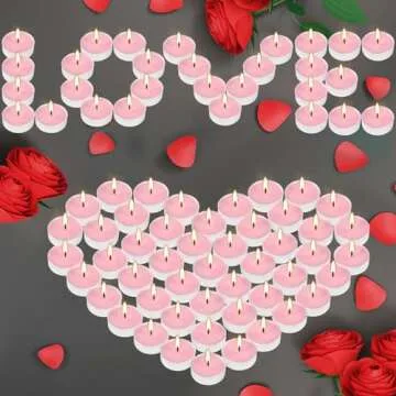 Unscented Tealight Candles Bulk, 50 Pack Pink Tea Lights for Wedding Party Anniversary Valentine Decor, Long-Lasting with 4 Hours Burning Time