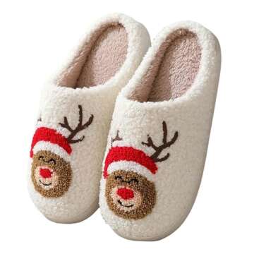 Christmas Slippers For Women Men Indoor Soft Warm Slippers House Memory Foam Slippers Cozy Fluffy Fall Winter Home Slippers