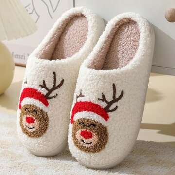 Christmas Slippers For Women Men Indoor Soft Warm Slippers House Memory Foam Slippers Cozy Fluffy Fall Winter Home Slippers