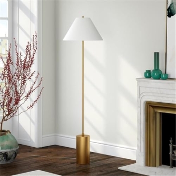 Somerset Elegant 64" Floor Lamp in Brass/White Shade