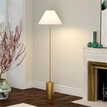 Somerset Elegant 64" Floor Lamp in Brass/White Shade