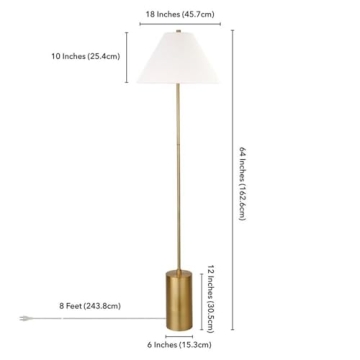Somerset Elegant 64" Floor Lamp in Brass/White Shade