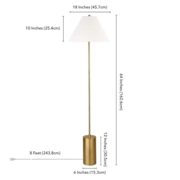 Somerset Elegant 64" Floor Lamp in Brass/White Shade
