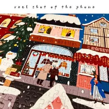 Naturelish Snow Street Jigsaw Puzzles for Adults 1000 Pieces with Glitter, Brain Challenging Puzzle for Game Night, Family, Friends, Great Gift Idea, Puzzle Size is 24 x 24