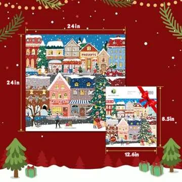 Naturelish Snow Street Jigsaw Puzzles for Adults 1000 Pieces with Glitter, Brain Challenging Puzzle for Game Night, Family, Friends, Great Gift Idea, Puzzle Size is 24 x 24
