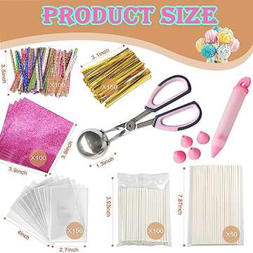 652Pcs Cake Pop Maker Kit Including Cake Pop Sticks and Wrappers, Twist Ties, Cake Pop Roller, Decor...